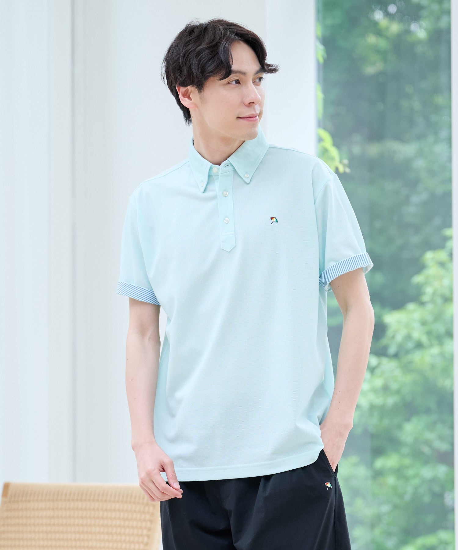 シャンブレー鹿の子 ボタンダウンポロTシャツ（ポロシャツ/メンズ