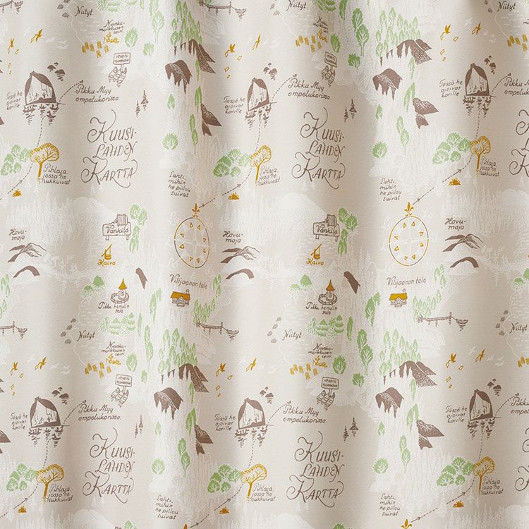 遮光カーテン200cm丈1枚（ムーミン谷の地図/アイボリー）A1020