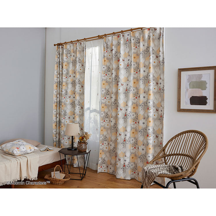 遮光カーテン200cm丈1枚（タイニーフラワー/グレー）A1035＜取り寄せ品