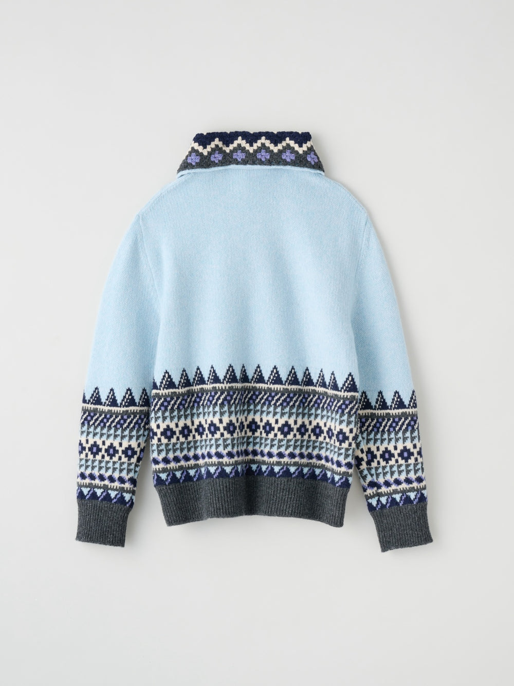 fluss(フルス) fairisle half zip crochet color knit フェアアイル柄
