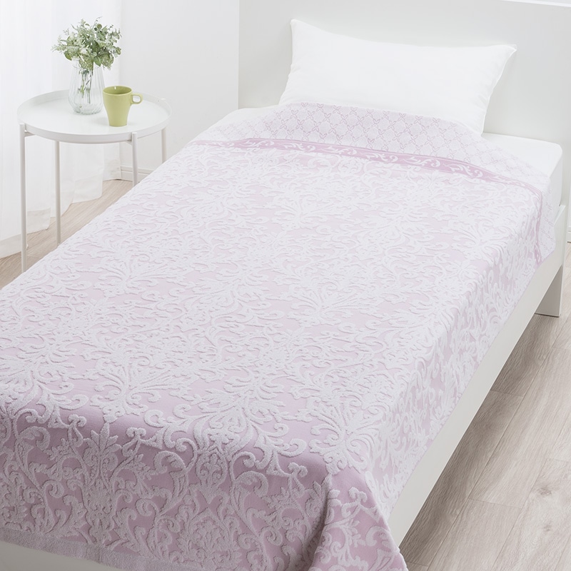 クオリアル タオルケット （シングル）140×190cm ピンク 綿100％｜毛布