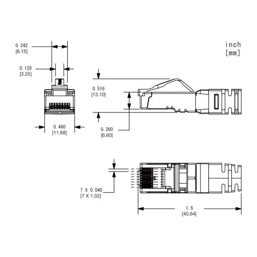 SPS6X88-C シールド付きRJ45コネクタ (CAT6A用 / AWG23～AWG24 撚り線