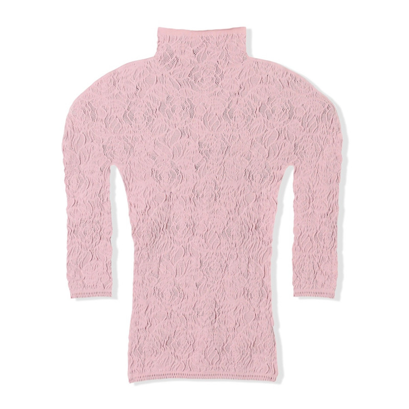 ノーソーイングニット】ローズシアーレースハイネックトップ 商品