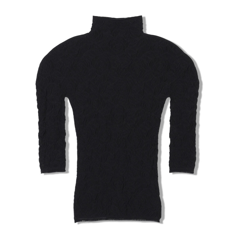 ノーソーイングニット】ローズシアーレースハイネックトップ 商品