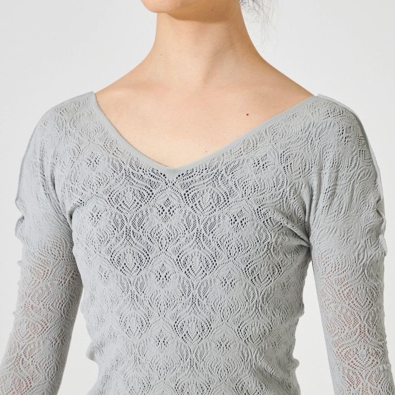 ノーソーイングニット】レーシーVネックニットトップ 商品ページ