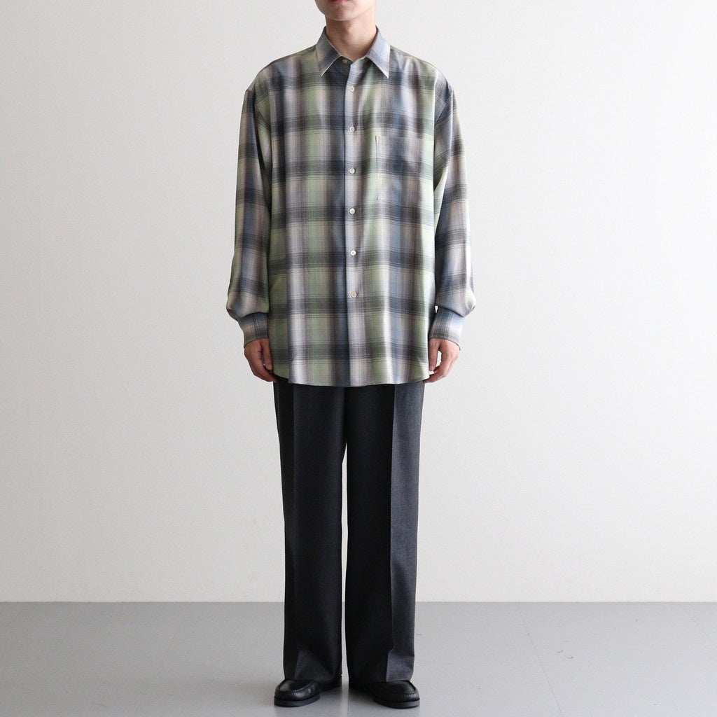 SUPER LIGHT WOOL CHECK SHIRT #BLUE GREEN CHECK [A25AS01LC] – ciacura