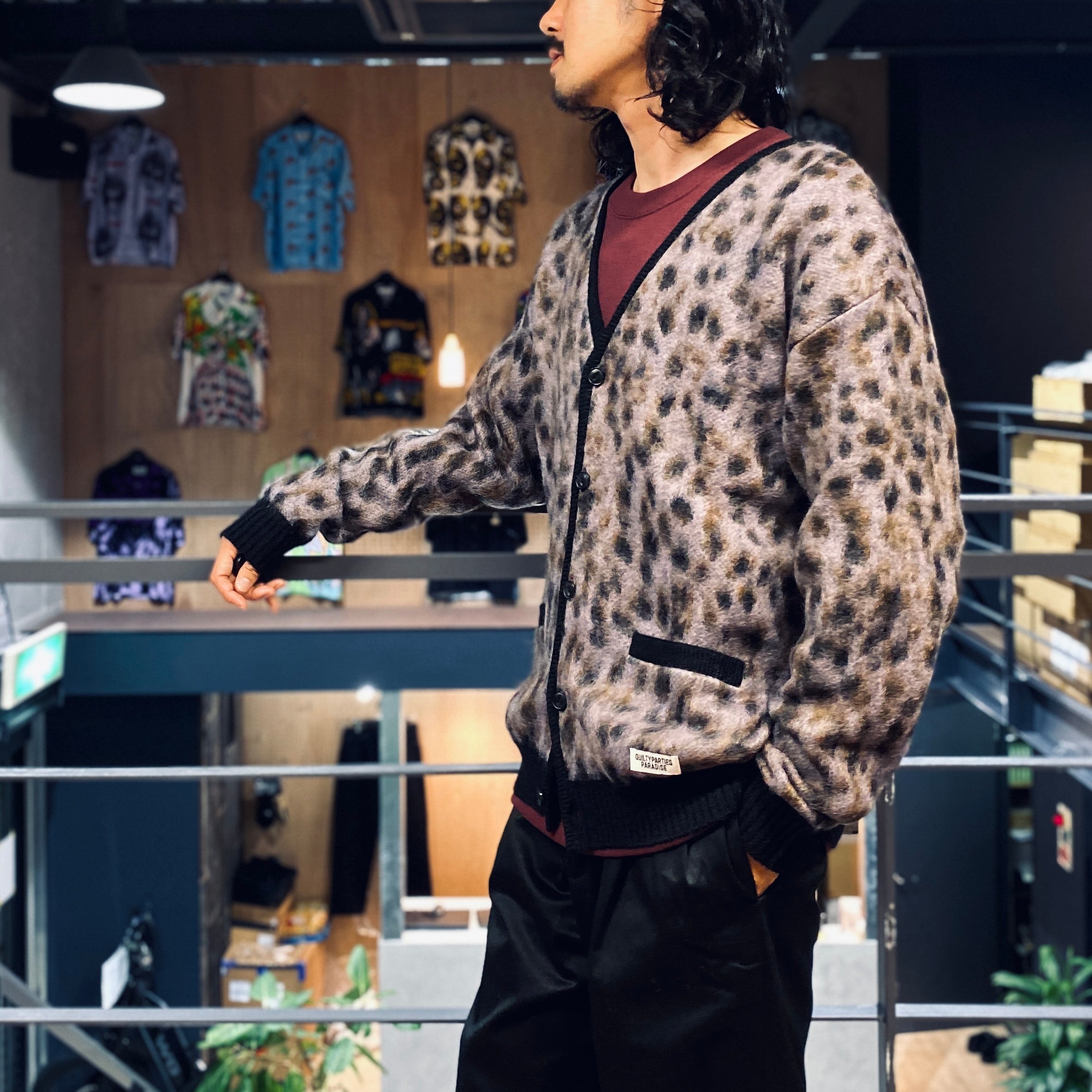 LEOPARD MOHAIR CARDIGAN -TYPE 1- #PURPLE [23FW-WMK-KN13]_WACKO