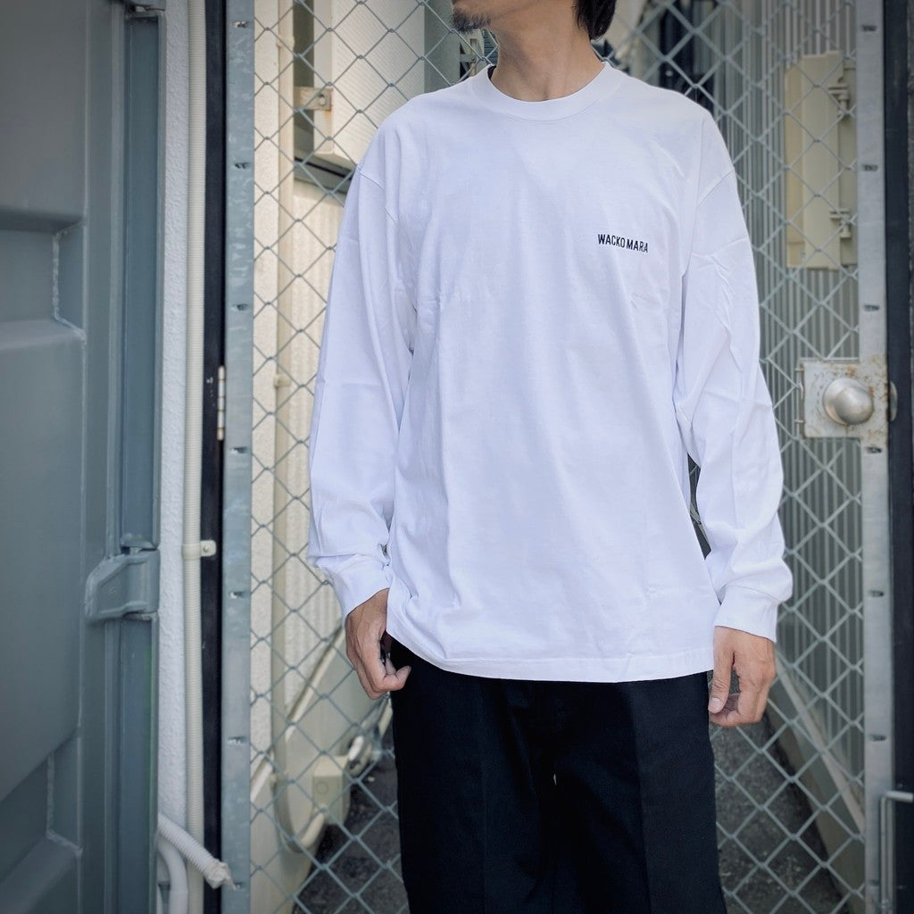 WASHED HEAVY WEIGHT CREW NECK LONG SLEEVE T-SHIRT #WHITE [25FWE