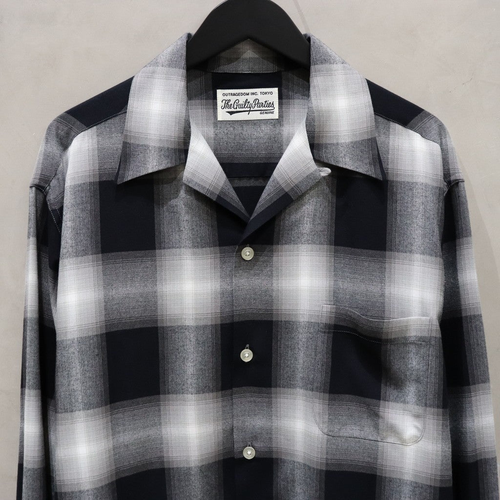 OMBRE CHECK OPEN COLLAR SHIRT L/S ( TYPE-1 ) #GRAY [24FW-WMS-OC01