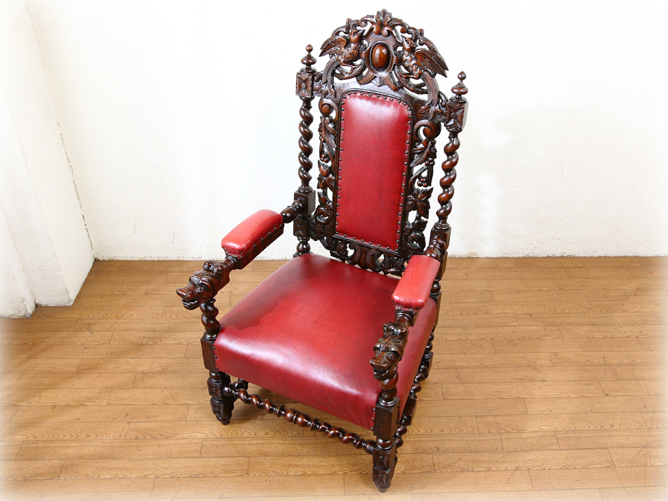 ヴィクトリアン カーブドオーク ツイストアームチェア｜アンティーク