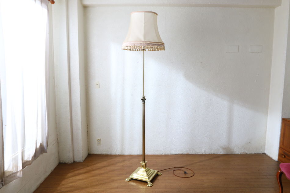 エドワーディアン アンティークブラス エクステンションフロアランプ