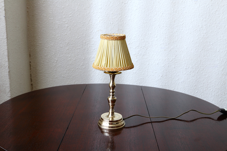 アンティークブラス ギャザーシェード テーブルランプ｜アンティーク
