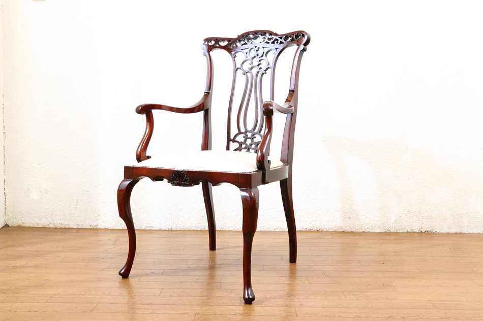トップクオリティ エドワーディアン マホガニーアームチェア