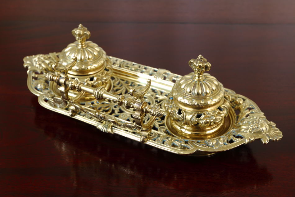 ヴィクトリアン アンティークブラス インクウェル｜アンティーク家具