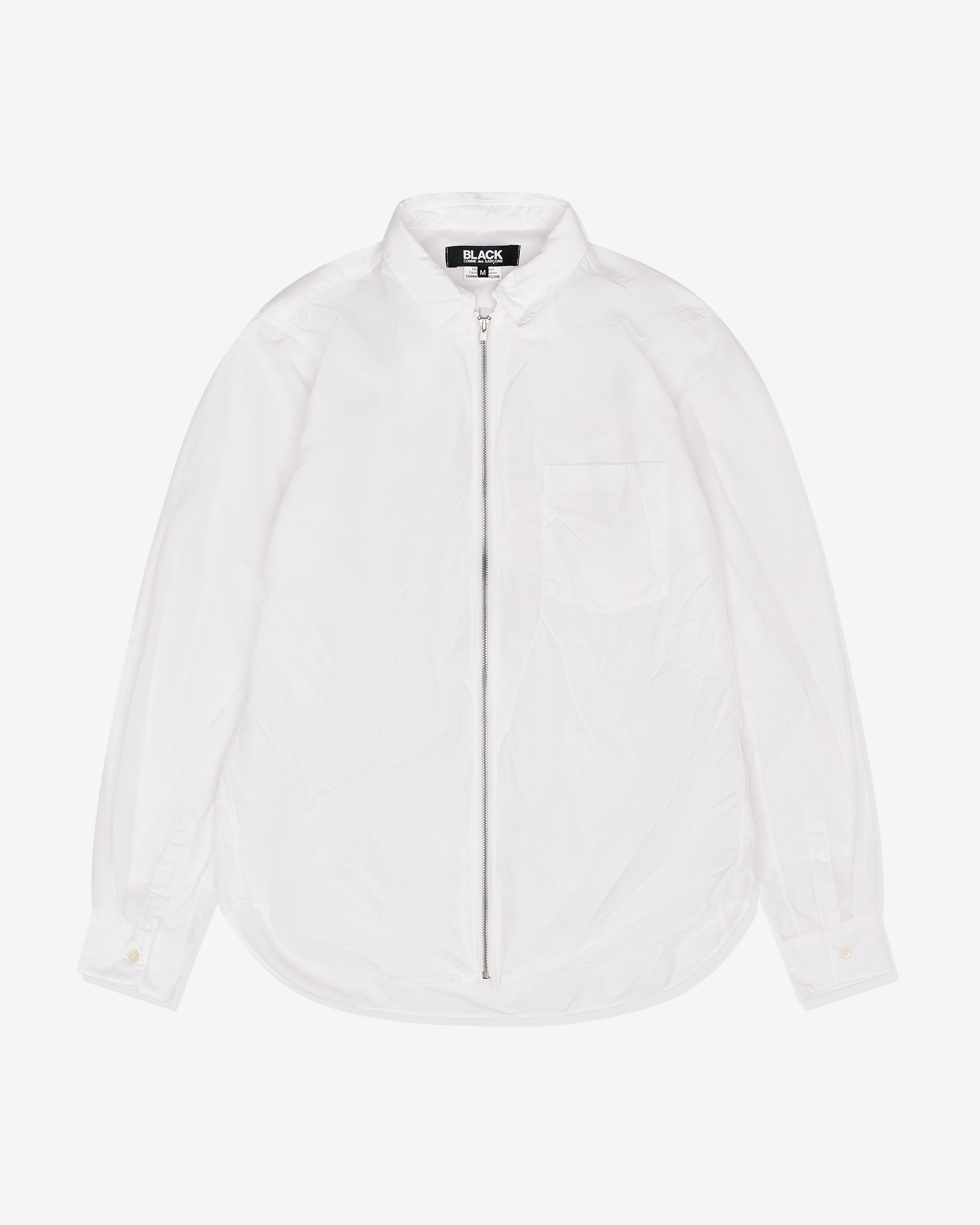 Black Comme des Garçons: Unisex Zip Shirt (White) | DSML E-SHOP