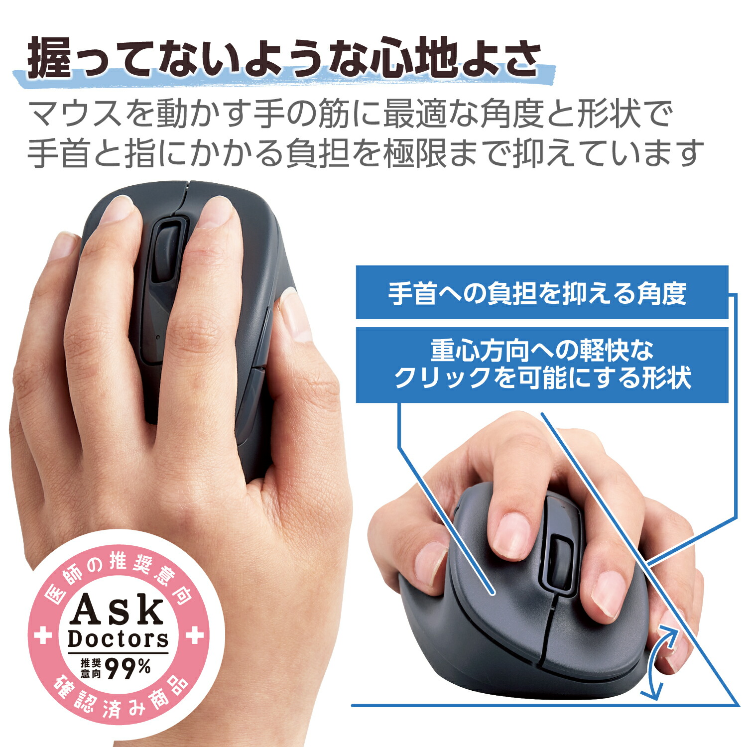 静音 2.4GHz無線マウス “EX-G”5ボタン Mサイズ(左手用) | エレコム