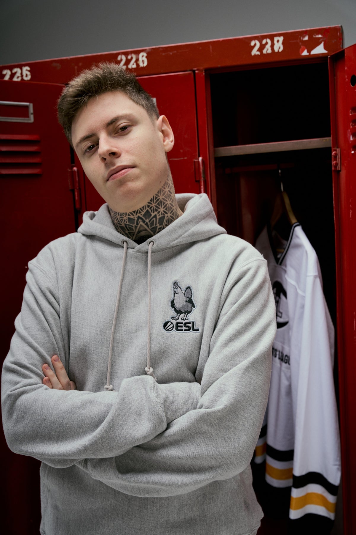 ESL x Champion Patch Pullover Hoodie Oxford Grey – ESL Shop