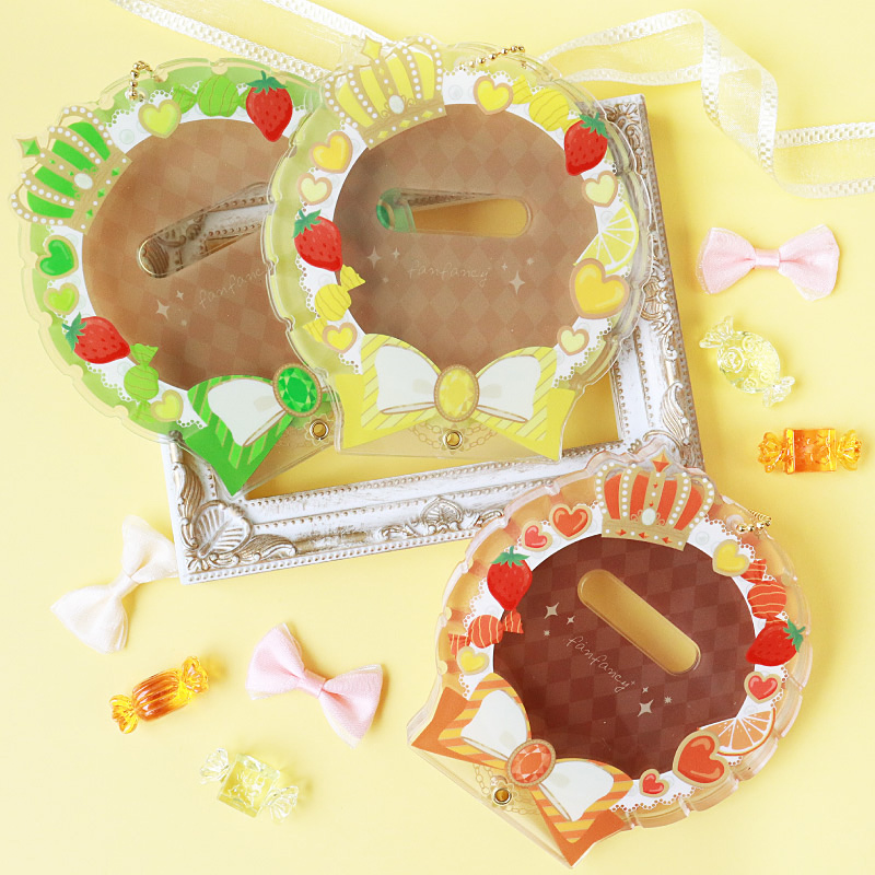 缶バッジアクリルフレーム75～80mm スイーツロゼット ピンク| FUKUYA