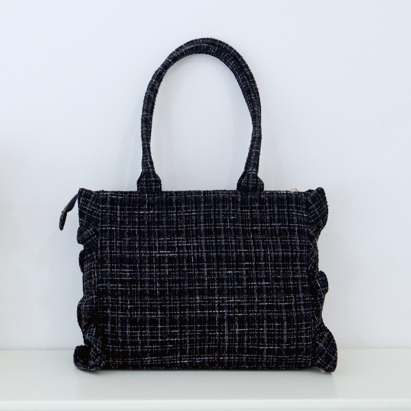 パレットリリーツイードバッグ ビジューリボン ブラック| FUKUYA