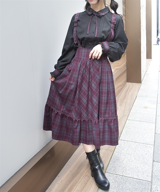 サスペンダー付チェック柄スカート | axes femme online shop -outlet-