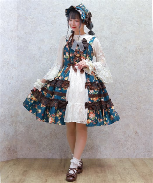 アンティークローズ柄ジャンパースカート | kawaii | axes femme