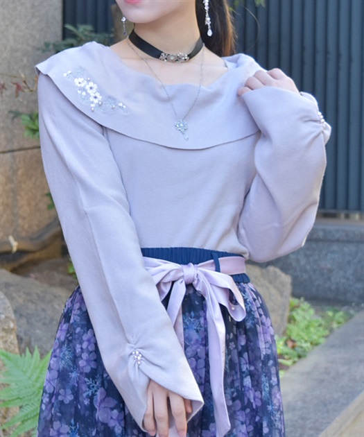 雪桜刺繍オフショル風ニット | axes femme -outlet- | axes femme