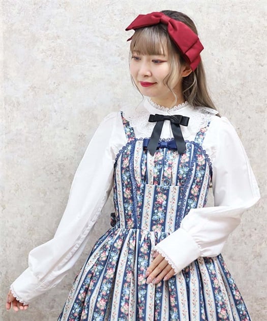 ストライプローズ柄ジャンスカ | kawaii | axes femme online shop