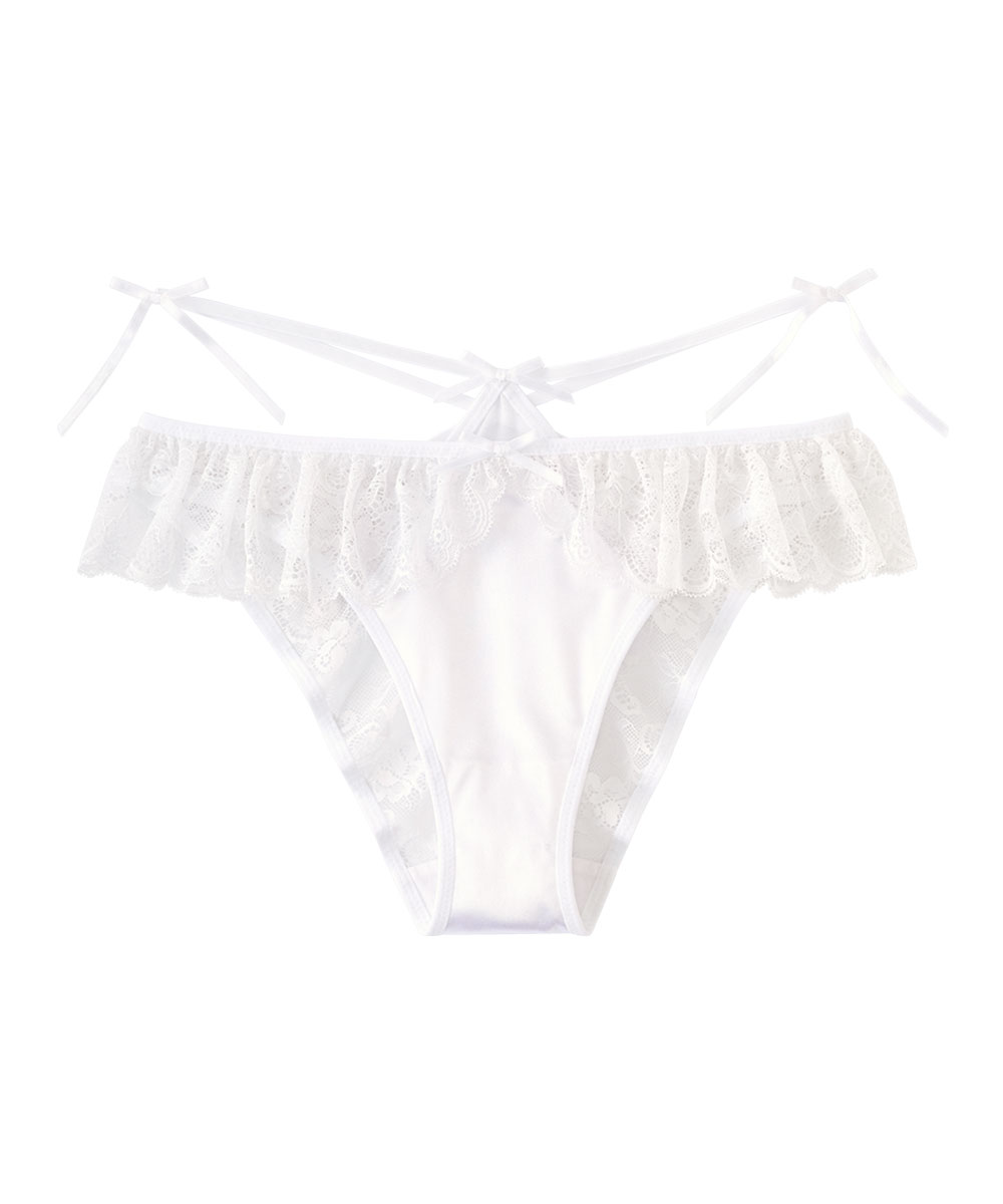 サテン レースリボン ハーフバックショーツ- aimerfeel(エメフィール