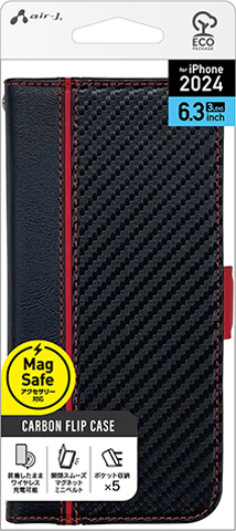 iPhone16 Pro用 MagSafe充電対応 カーボン調 手帳型ケース | 株式会社