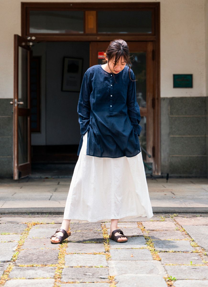 在庫限り】タックギャザーロングスカート（SZストレッチガーゼ）｜ao