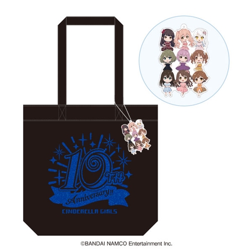 ビッグアクリルキーホルダー付きトートバッグ