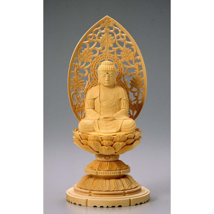 仏像 桧 丸台座（蓮華） 座釈迦 唐草光背 金泥無【メーカー取寄品