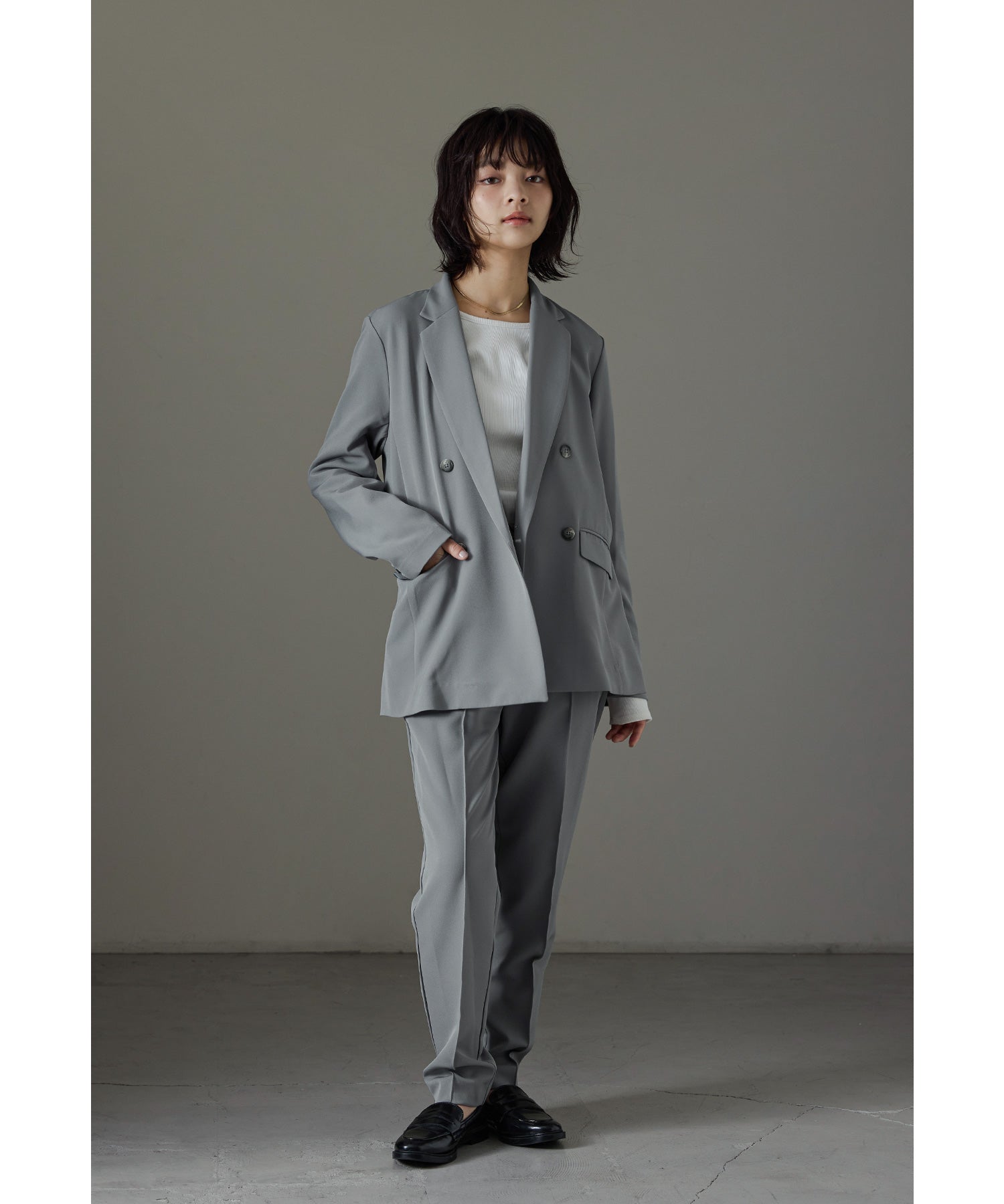 ベーシックデザインパンツスーツ レディース 2点セット セットアップ