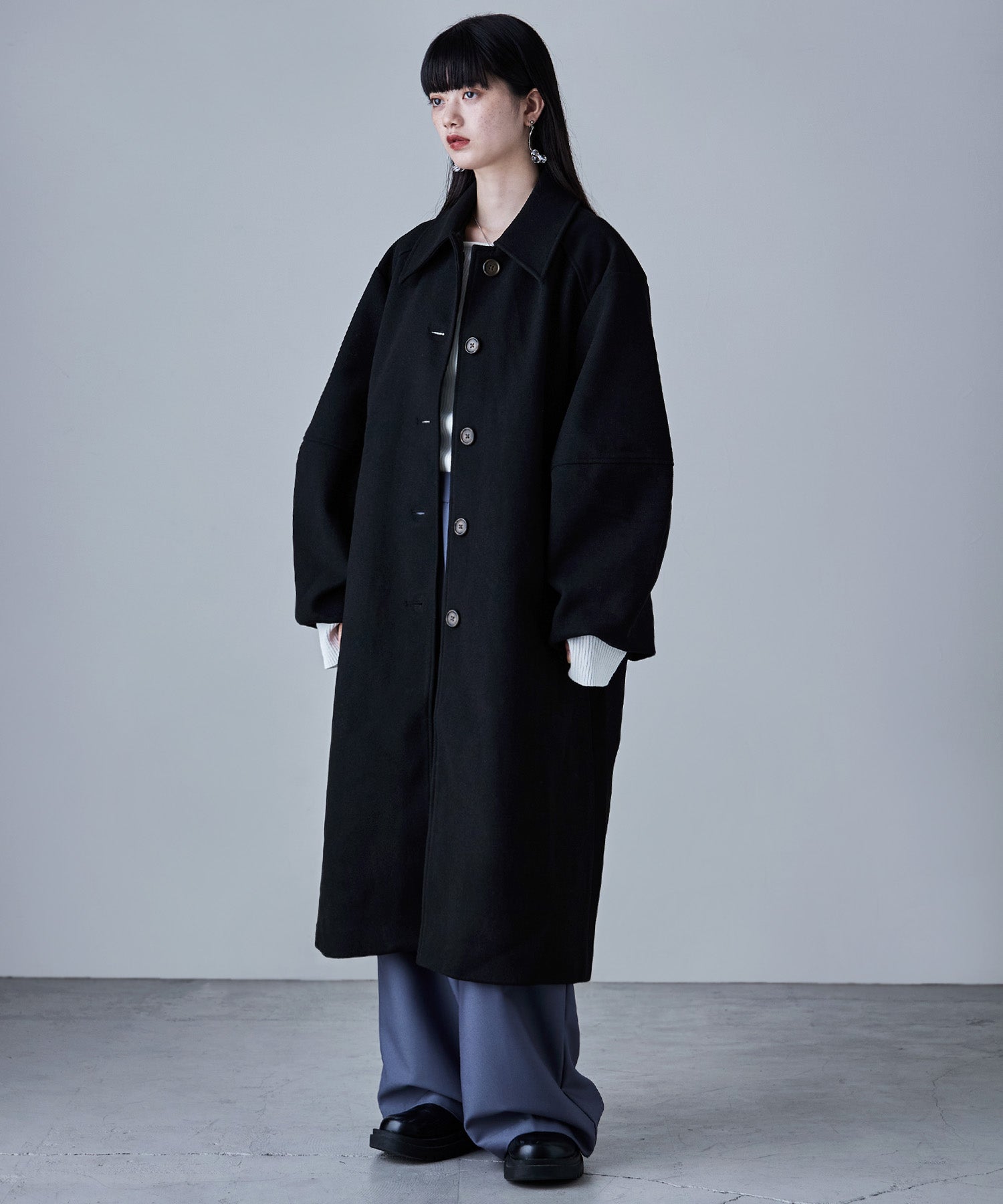 コクーンスリーブステンカラーロングコート｜コート・ジャケット - etoll.