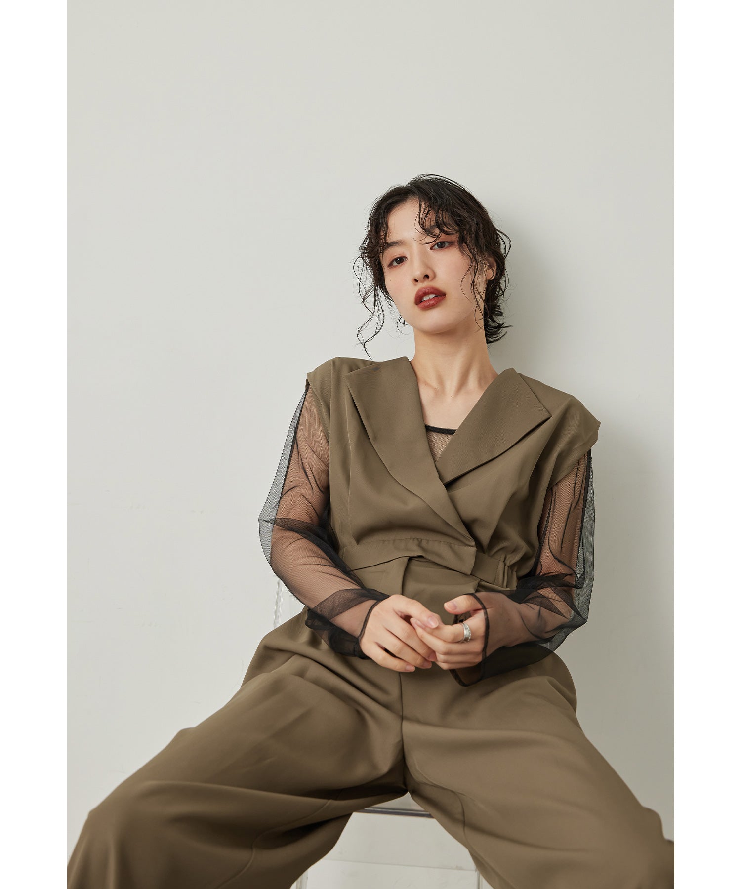 スタンドアウトカラーオールインパンツ 2点セット パンツドレス