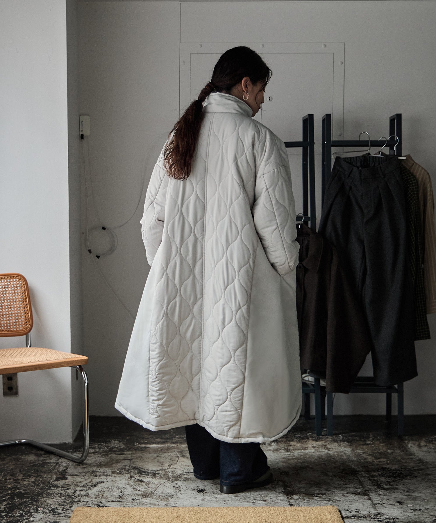 キルト切替スタンドロングコート｜コート・ジャケット - etoll.
