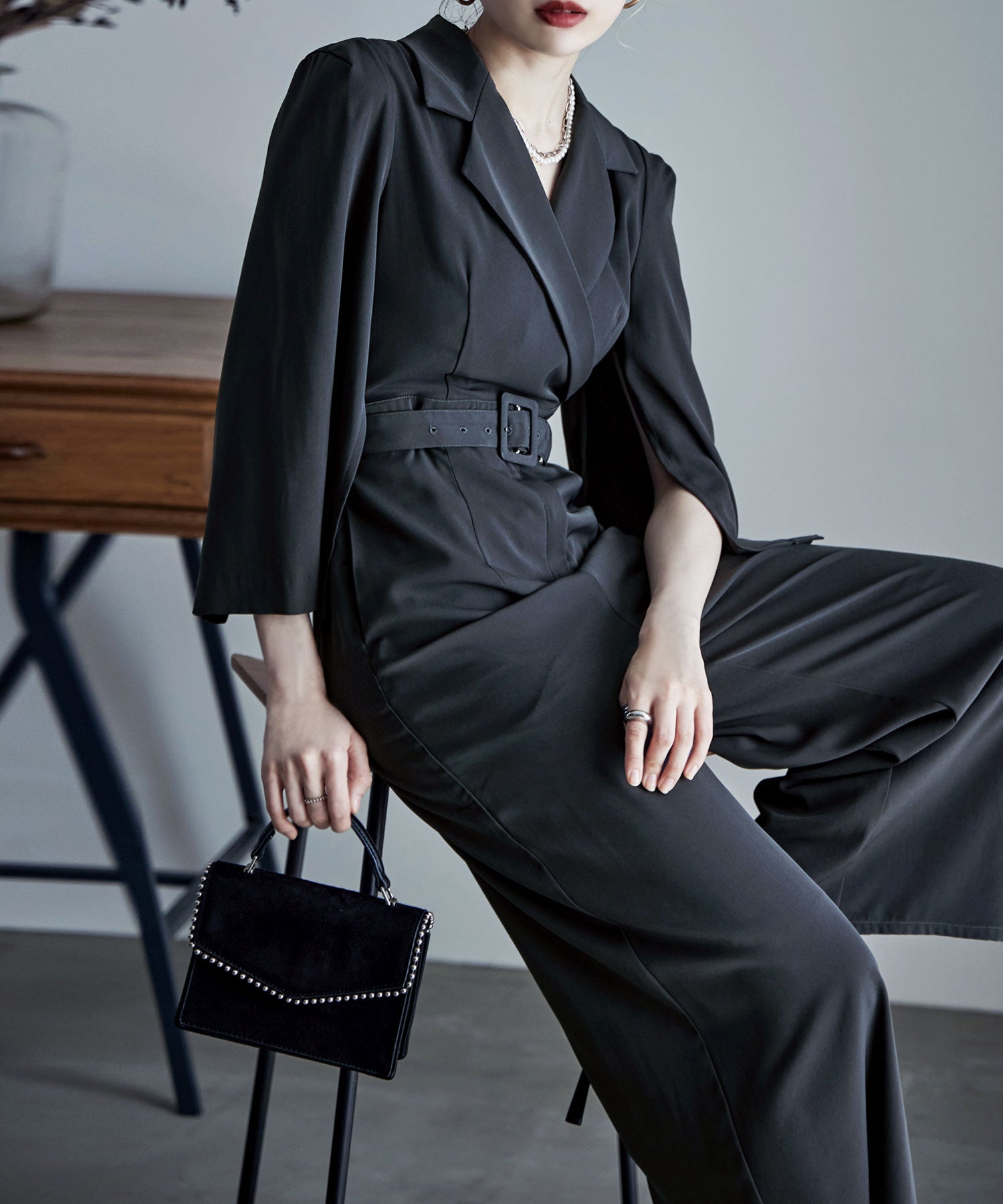 スリットスリーブオールインワンパンツドレス｜パンツドレス - etoll.