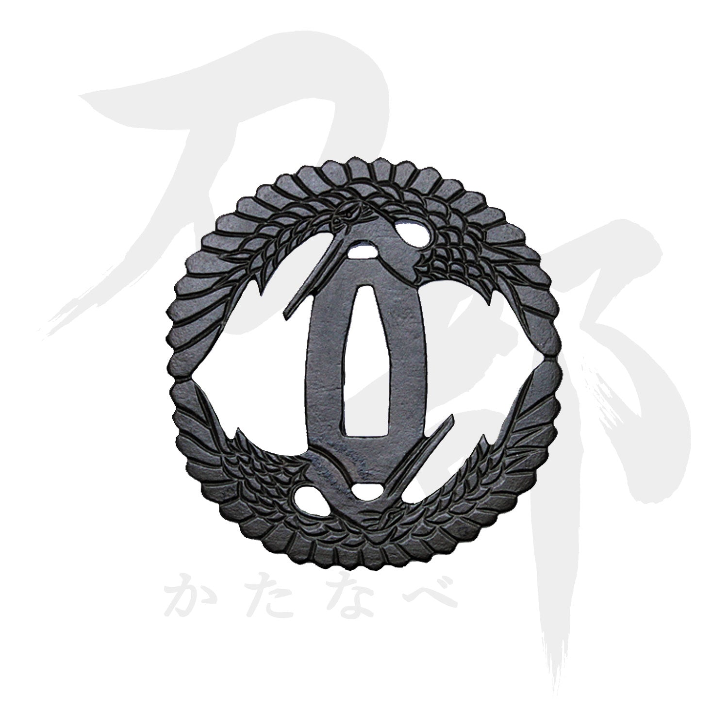 鉄地 向い鶴透図鍔｜現代物金具の販売 刀部 かたなべ – 刀部オンライン