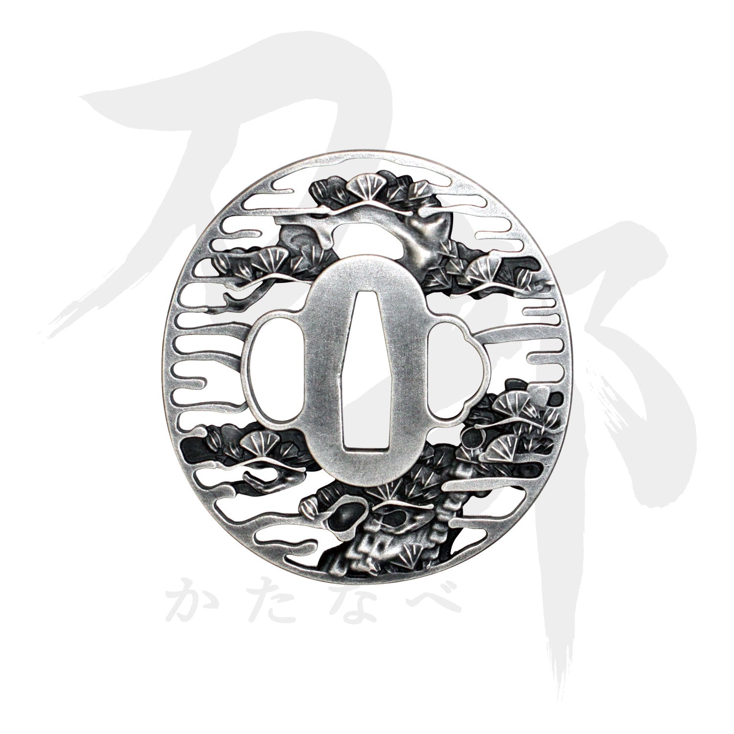 鉄地 横雲に松図鍔｜現代物金具の販売 刀部 かたなべ – 刀部オンライン