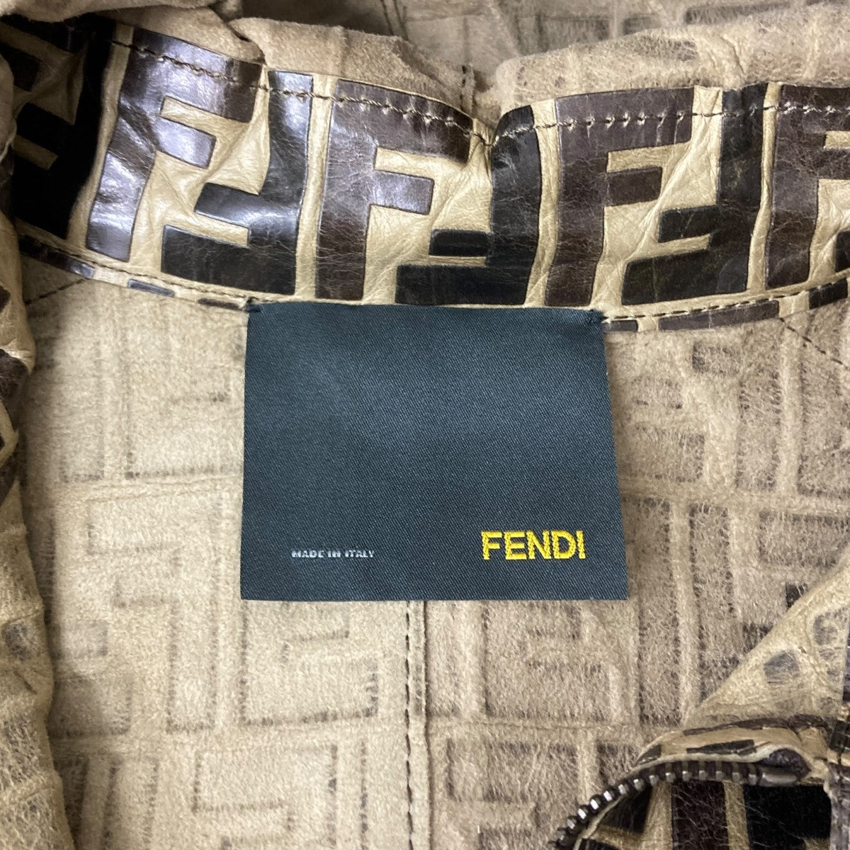 FENDI(フェンディ) ズッカレザージャケット 565907 ブラウン×イエロー