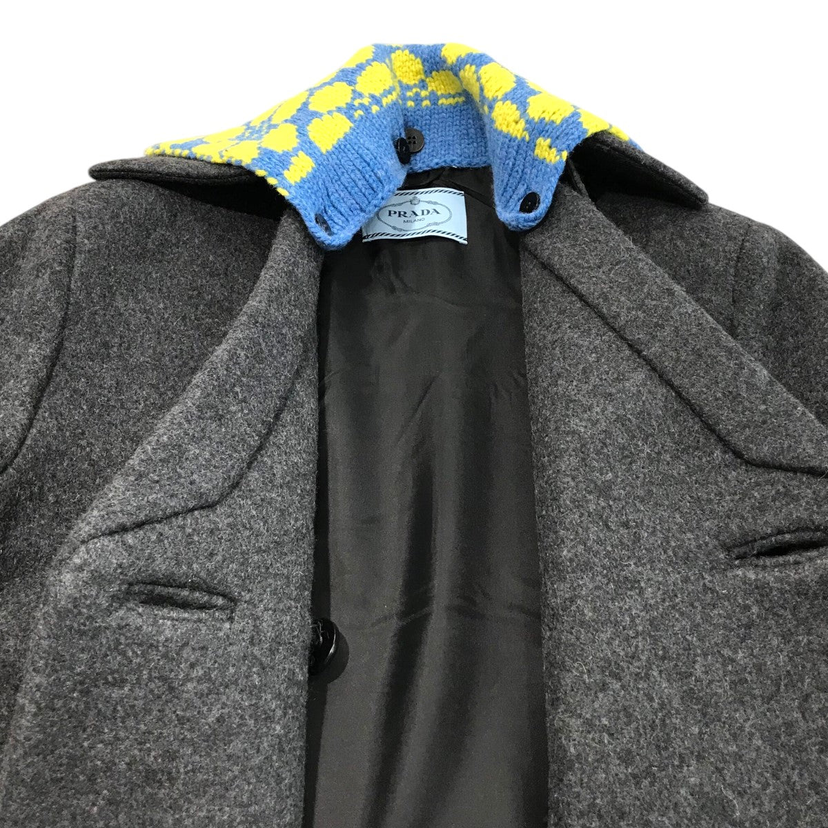 PRADA(プラダ) ニットつけ襟カシミヤロングコートP679OL P679OL グレー