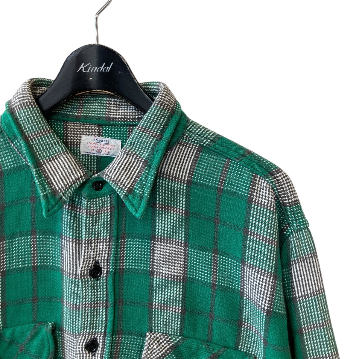 Sears(シアーズ) 60s マチ付き ヘビーネルシャツ 裏地ボーダーチェック