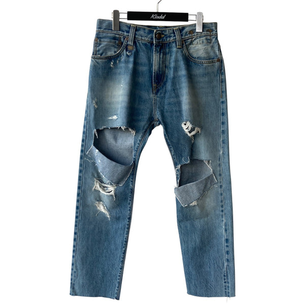 R13(アールサーティーン) Sid Distressed Cutoff Straight Leg Jeans