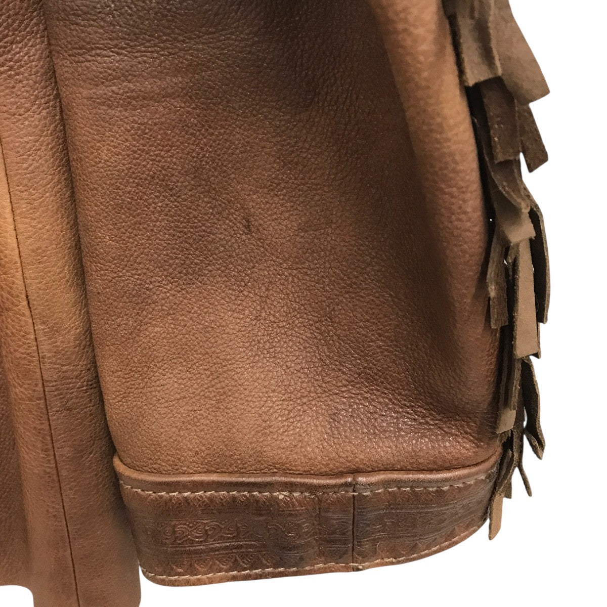 ラルフローレン フリンジ レザージャケット ベージュ 9 鹿革 中古