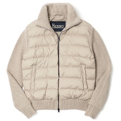 ヘルノ / HERNO / ウールカシミヤ 切り替えローゲージニット ダウン