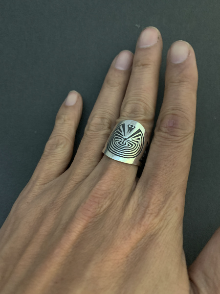 Hopi Man in the Maze Band Ring by Eddison Wadsworth Soohafyah