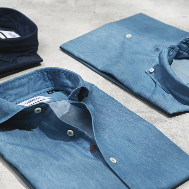 インディゴデニムドレスシャツ