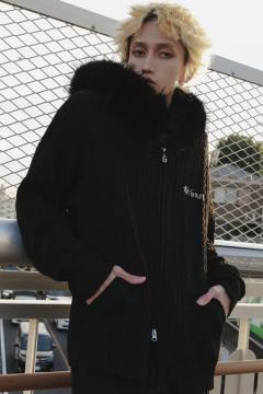 GALFY (ガルフィー) 染め染めわんちゃんボロボロパーカー INK BLACK