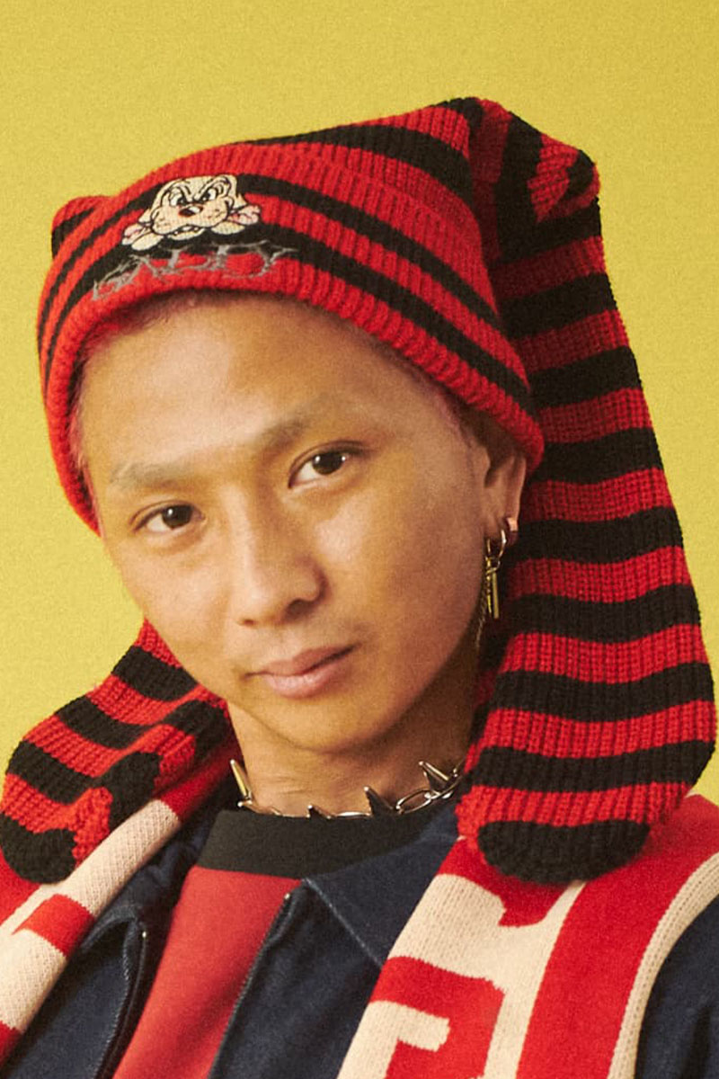 GALFY (ガルフィー) 犬耳ニット帽 RED/BLACK / ロックファッション