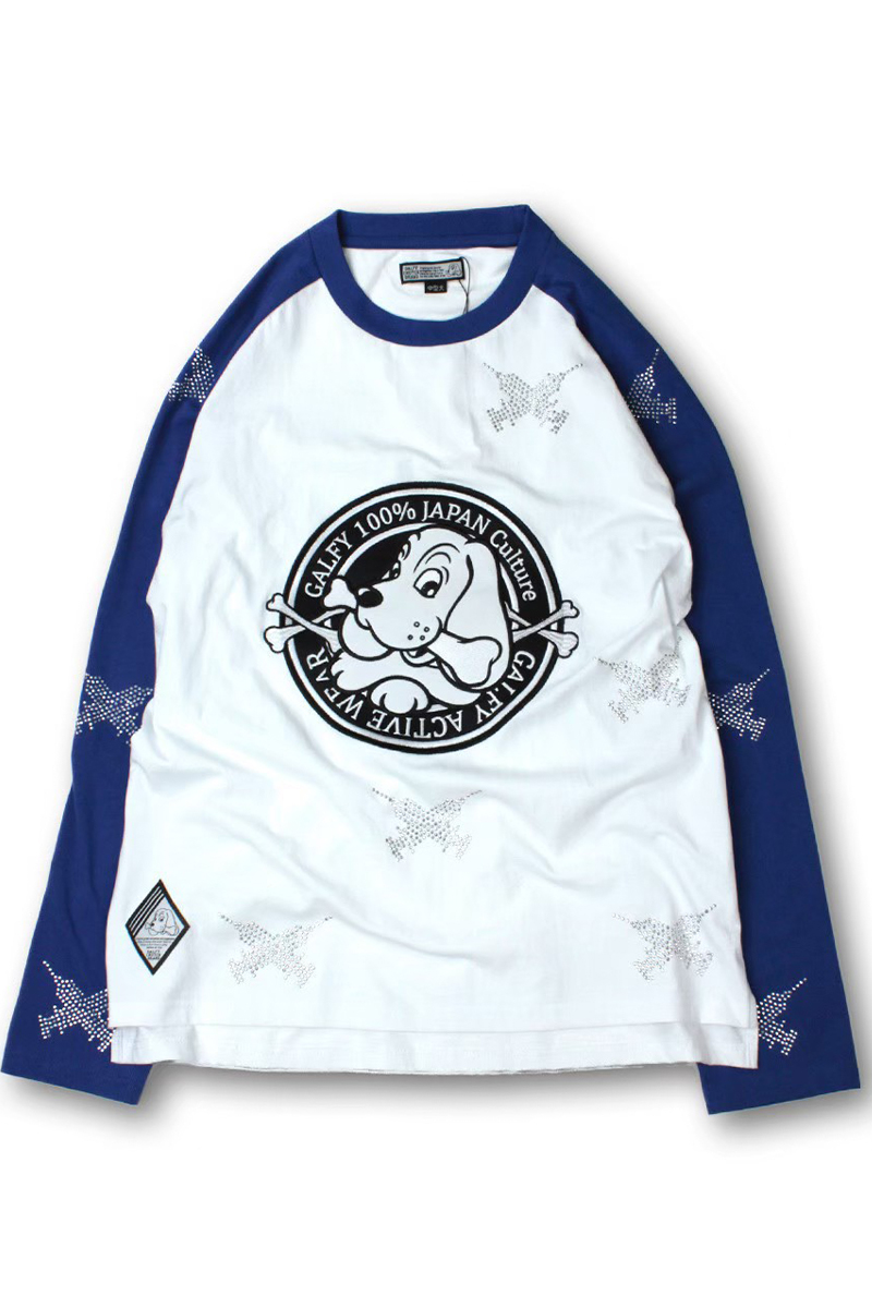 GALFY (ガルフィー) ピカピカ注射器ラグランロン Tee BLUE / ロック